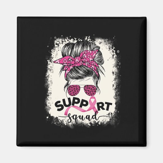 Support Squad Messy Bun Breast Cancer Awareness Pi Magneet (Voorkant)