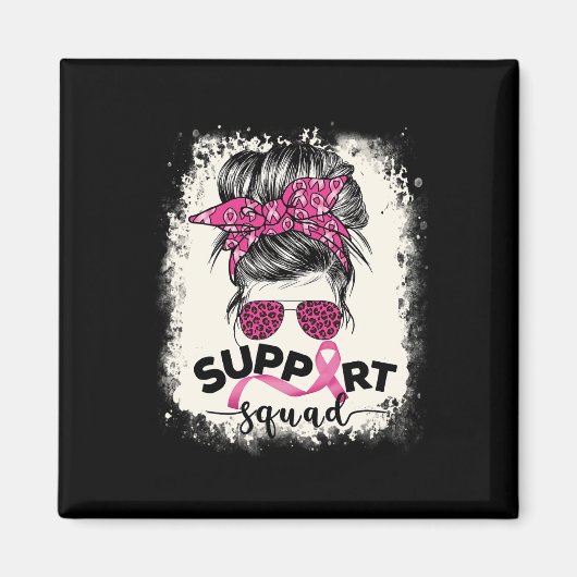 Support Squad Messy Bun Breast Cancer Awareness Pi Magneet (Voorkant)