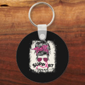 Support Squad Messy Bun Breast Cancer Awareness Pi Sleutelhanger (Voorkant)