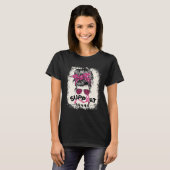 Support Squad Messy Bun Breast Cancer Awareness Pi T-shirt (Voorkant volledig)