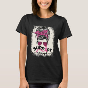 Support Squad Messy Bun Breast Cancer Awareness Pi T-shirt
