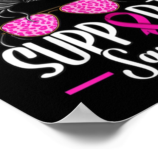 Support Squad Messy Bun Breast Cancer Awareness Poster (Hoek)