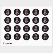 Support Squad Messy Bun Breast Cancer Awareness Ronde Sticker (Vel)