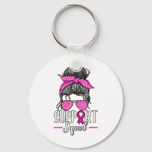 Support Squad Messy Bun Breast Cancer Awareness Sleutelhanger