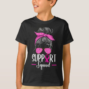 Support Squad Messy Bun Breast Cancer Awareness T-shirt
