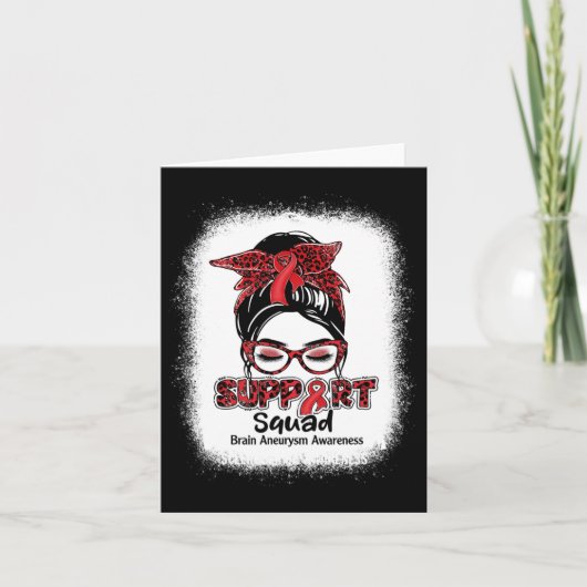 Support Squad Messy Bun Burgundy Ribbon Brain Aneu Kaart (Voorkant)