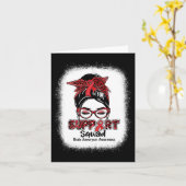 Support Squad Messy Bun Burgundy Ribbon Brain Aneu Kaart (Gele Bloem)