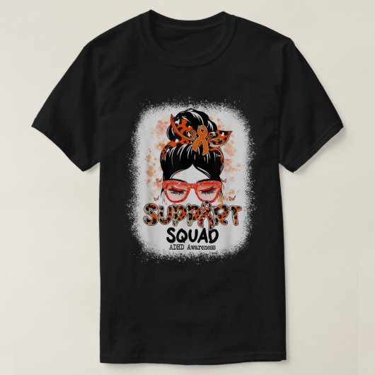 Support Squad Messy Bun Butterfly ADHD Awareness 1 T-shirt (Design voorkant)