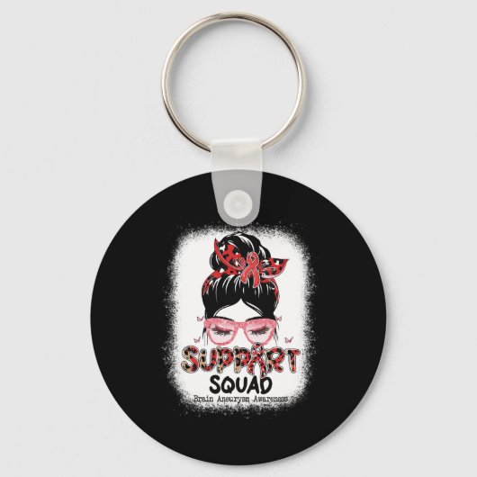 Support Squad Messy Bun Butterfly Brain Aneurysm A Sleutelhanger (Voorkant)