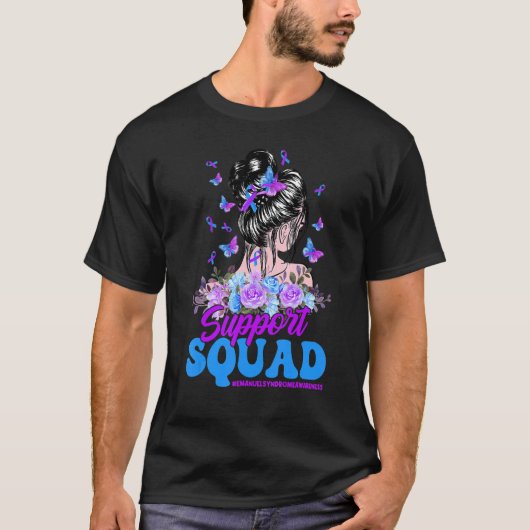Support Squad Messy Bun Butterfly Emanuel Syndrome T-shirt (Voorkant)