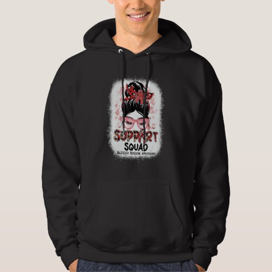 Support Squad Messy Bun Butterfly Multiple Myeloma Hoodie (Voorkant)