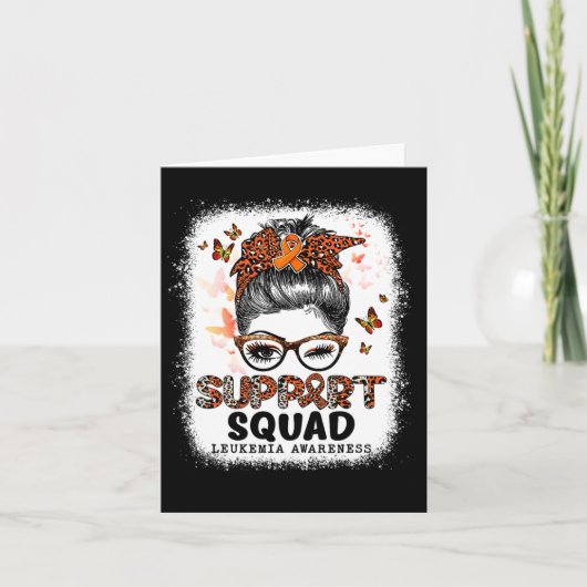 Support Squad Messy Bun Butterfly Oranje Ribbon Le Kaart (Voorkant)