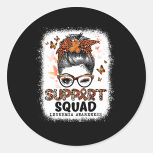 Support Squad Messy Bun Butterfly Oranje Ribbon Le Ronde Sticker
