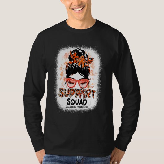 Support Squad Messy Bun Butterfly Oranje Ribbon Le T-shirt (Voorkant)