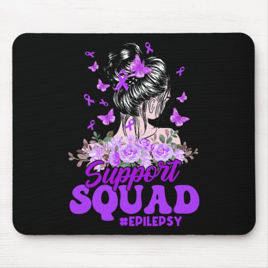 Support Squad Messy Bun Butterfly Paars Ribbon EP Muismat (Voorkant)