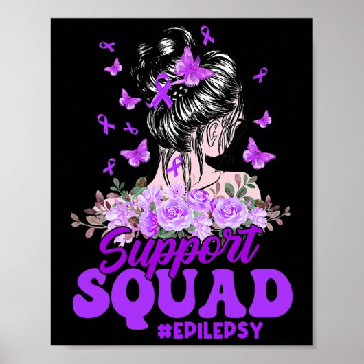 Support Squad Messy Bun Butterfly Paars Ribbon EP Poster (Voorkant)