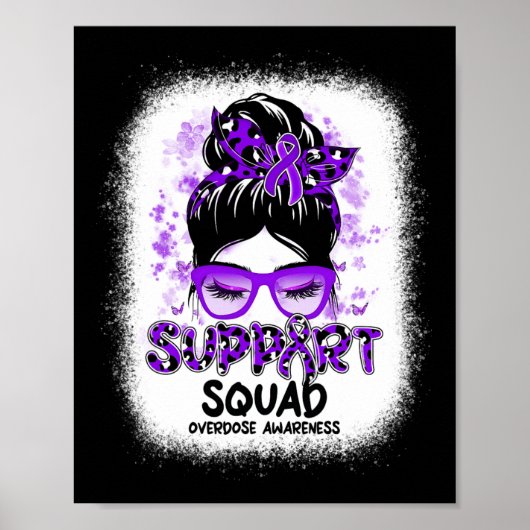 Support Squad Messy Bun Butterfly Paars Ribbon Ov Poster (Voorkant)