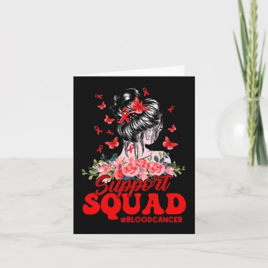 Support Squad Messy Bun Butterfly Red Ribbon Blood Kaart (Voorkant)