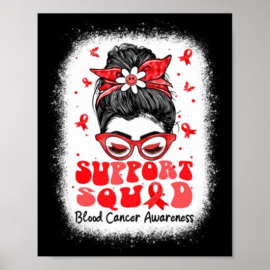 Support Squad Messy Bun Butterfly Red Ribbon Blood Poster (Voorkant)