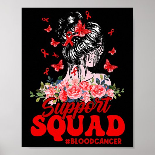 Support Squad Messy Bun Butterfly Red Ribbon Blood Poster (Voorkant)