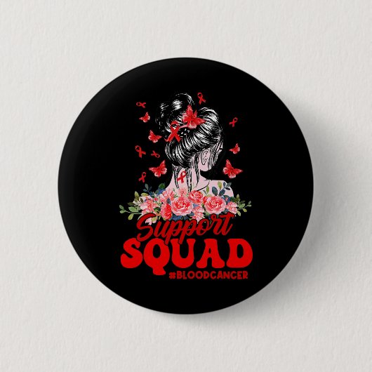 Support Squad Messy Bun Butterfly Red Ribbon Blood Ronde Button 5,7 Cm (Voorkant)