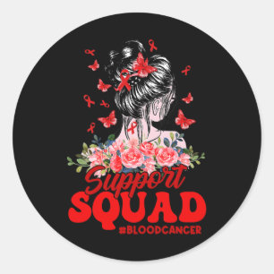 Support Squad Messy Bun Butterfly Red Ribbon Blood Ronde Sticker