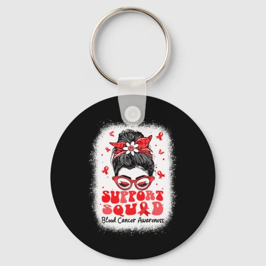 Support Squad Messy Bun Butterfly Red Ribbon Blood Sleutelhanger (Voorkant)