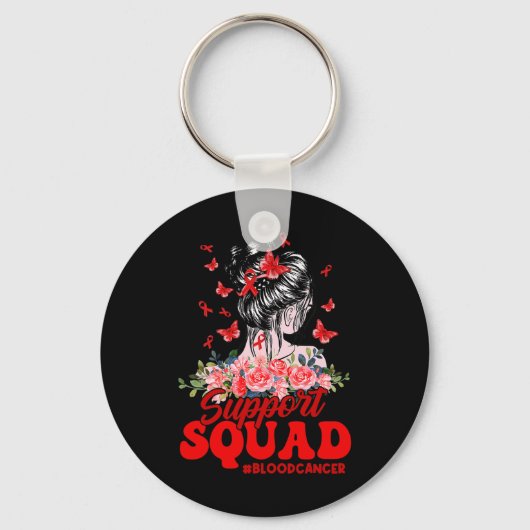Support Squad Messy Bun Butterfly Red Ribbon Blood Sleutelhanger (Voorkant)