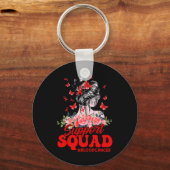 Support Squad Messy Bun Butterfly Red Ribbon Blood Sleutelhanger (Voorkant)