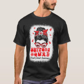 Support Squad Messy Bun Butterfly Red Ribbon Blood T-shirt (Voorkant)