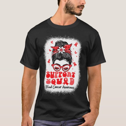 Support Squad Messy Bun Butterfly Red Ribbon Blood T-shirt (Voorkant)