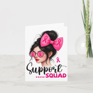 Support Squad Messy Bun Girl Roze Borstkanker Wa Kaart
