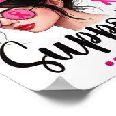 Support Squad Messy Bun Girl Roze Borstkanker Wa Poster (Hoek)