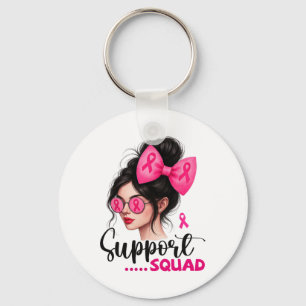 Support Squad Messy Bun Girl Roze Borstkanker Wa Sleutelhanger
