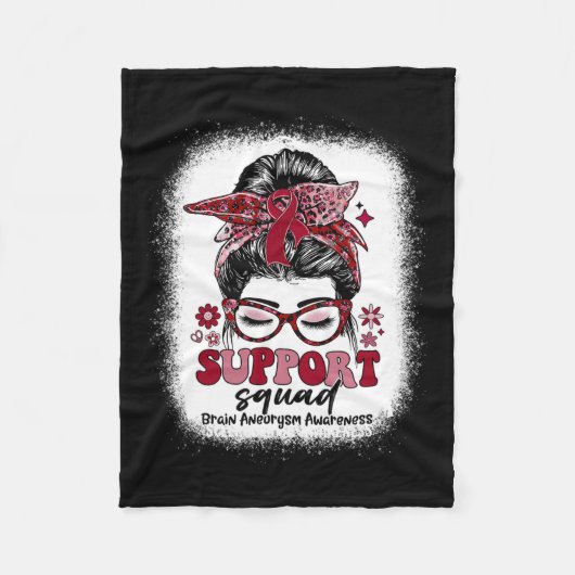 Support Squad Messy Bun Hersenaneurysma Fleece Deken (Voorkant)