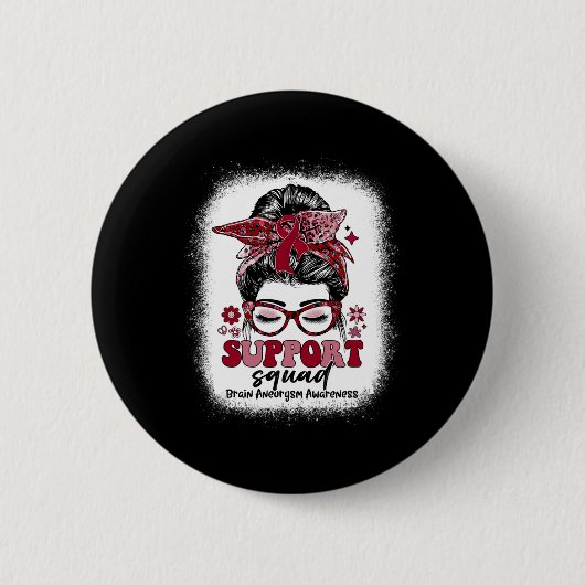 Support Squad Messy Bun Hersenaneurysma Ronde Button 5,7 Cm (Voorkant)
