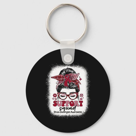 Support Squad Messy Bun Hersenaneurysma Sleutelhanger (Voorkant)
