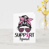 Support Squad Messy Bun Leopard Pink Breast Cancer Kaart (Gele Bloem)