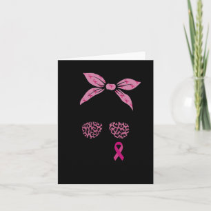 Support Squad Messy Bun Leopard Pink Breast Cancer Kaart