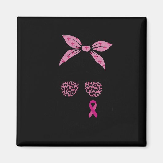 Support Squad Messy Bun Leopard Pink Breast Cancer Magneet (Voorkant)