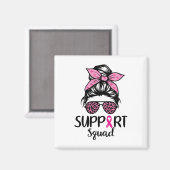 Support Squad Messy Bun Leopard Pink Breast Cancer Magneet (Voorkant / Achterkant)