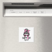 Support Squad Messy Bun Leopard Pink Breast Cancer Magneet (Insitu (Vaatwasser))