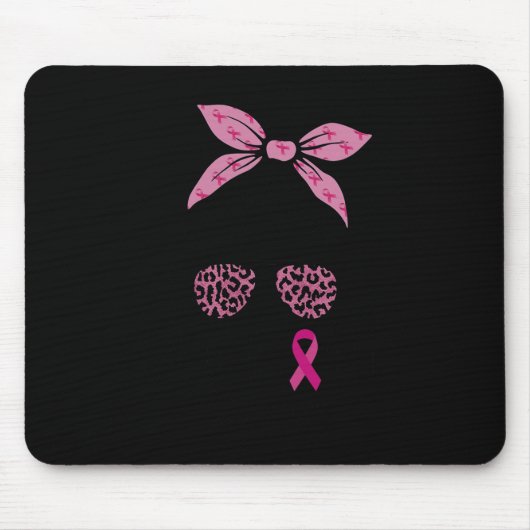 Support Squad Messy Bun Leopard Pink Breast Cancer Muismat (Voorkant)