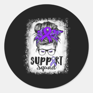 Support Squad Messy Bun Paarse Warrior Epilepsy A Ronde Sticker