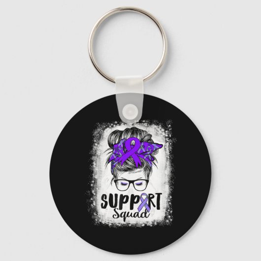 Support Squad Messy Bun Paarse Warrior Epilepsy A Sleutelhanger (Voorkant)