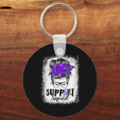 Support Squad Messy Bun Paarse Warrior Epilepsy A Sleutelhanger (Voorkant)