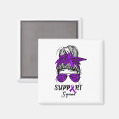 Support Squad Messy Bun Paarse Warrior Heimerheime Magneet (Voorkant / Achterkant)