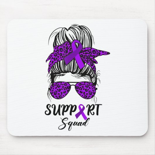 Support Squad Messy Bun Paarse Warrior Heimerheime Muismat (Voorkant)