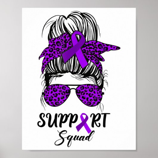 Support Squad Messy Bun Paarse Warrior Heimerheime Poster (Voorkant)