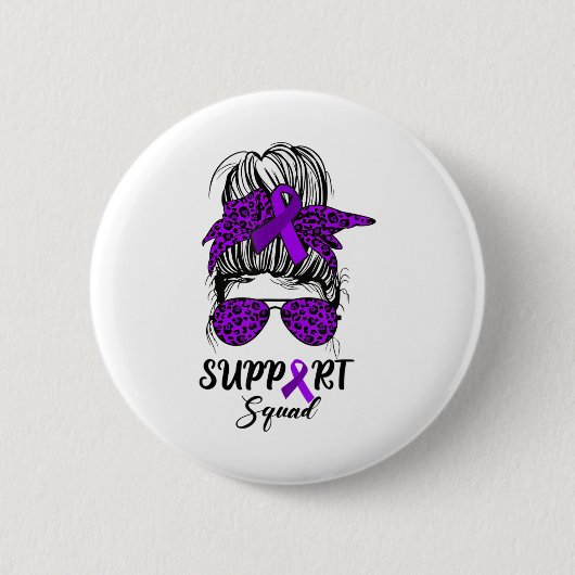 Support Squad Messy Bun Paarse Warrior Heimerheime Ronde Button 5,7 Cm (Voorkant)
